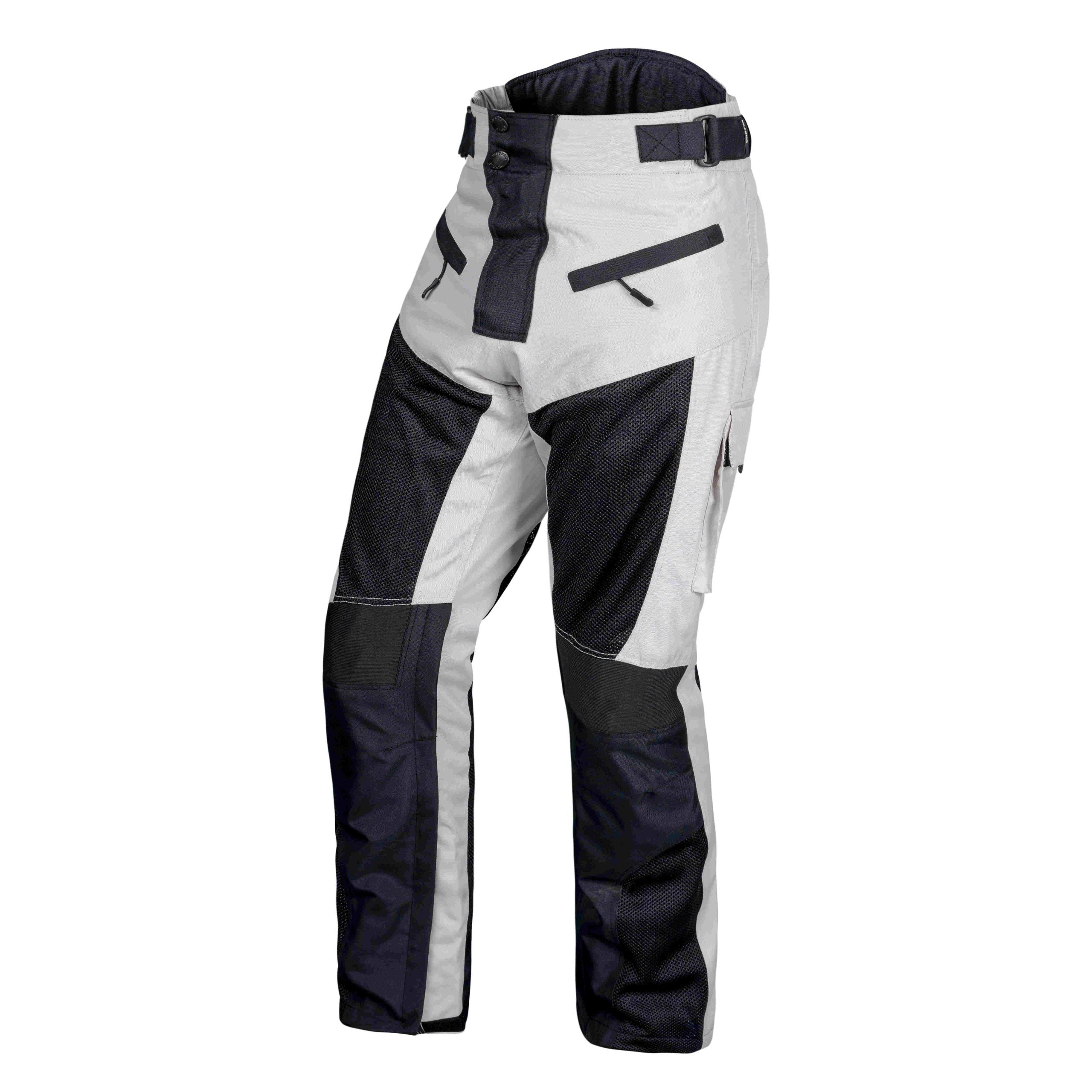 Mens Motorcycle Riding Pants Grey Black Mesh with CE Approved Armor