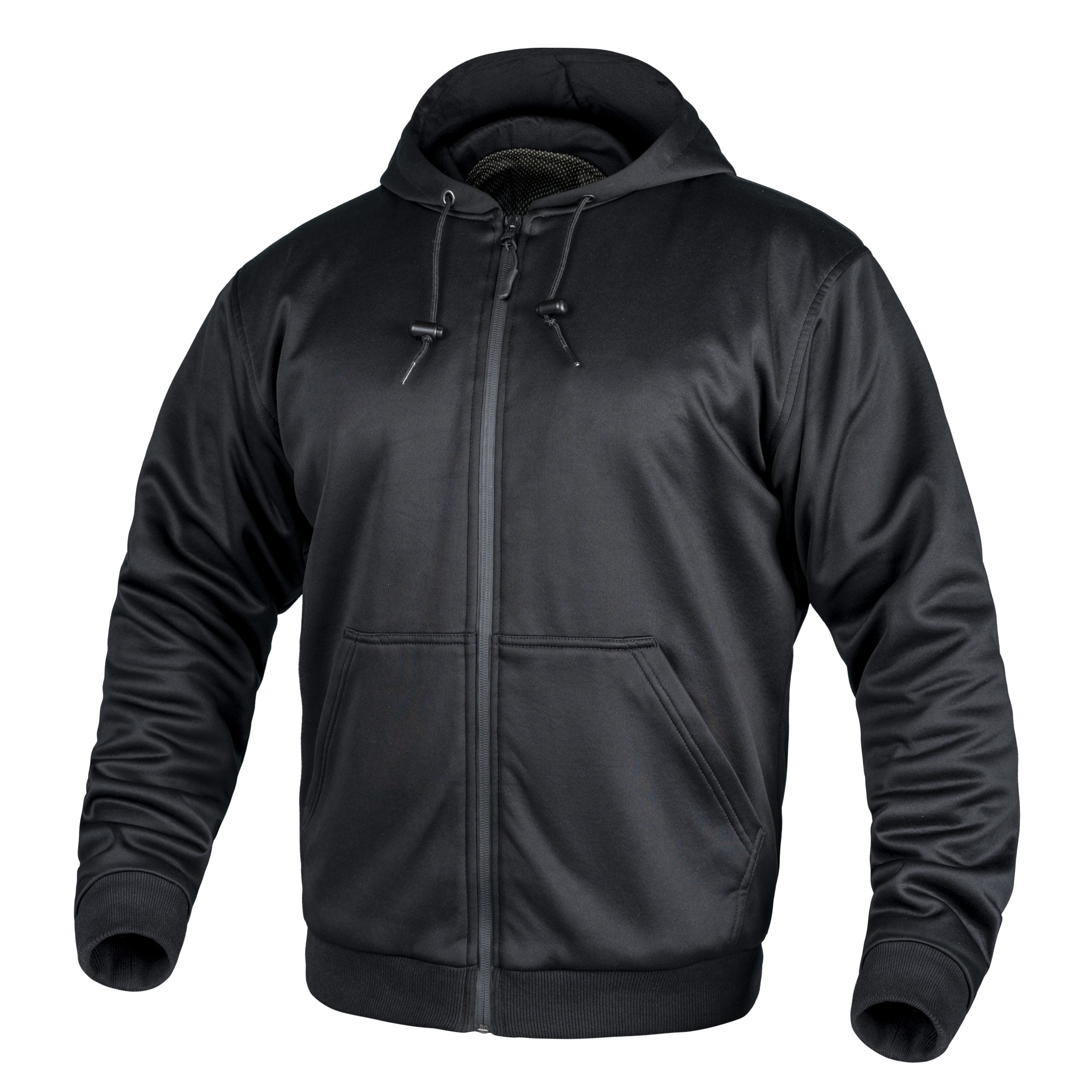 WICKED STOCK-Motorcycle hoodie-Fully Aramid Lined-CE LEVEL 2 Armor-Zip Up hoodie Black- Mens Motorcycle Jacket